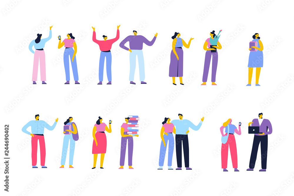 Flat Vector people set isolated on white background