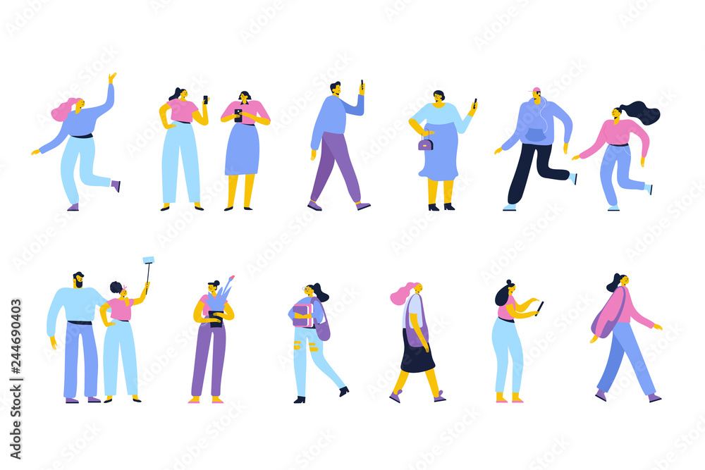 Flat Vector people set isolated on white background
