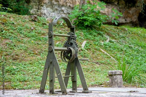 Nerac France 10-17-2018. Lock  winch on the river Baise  in the city of Nerac in France. photo