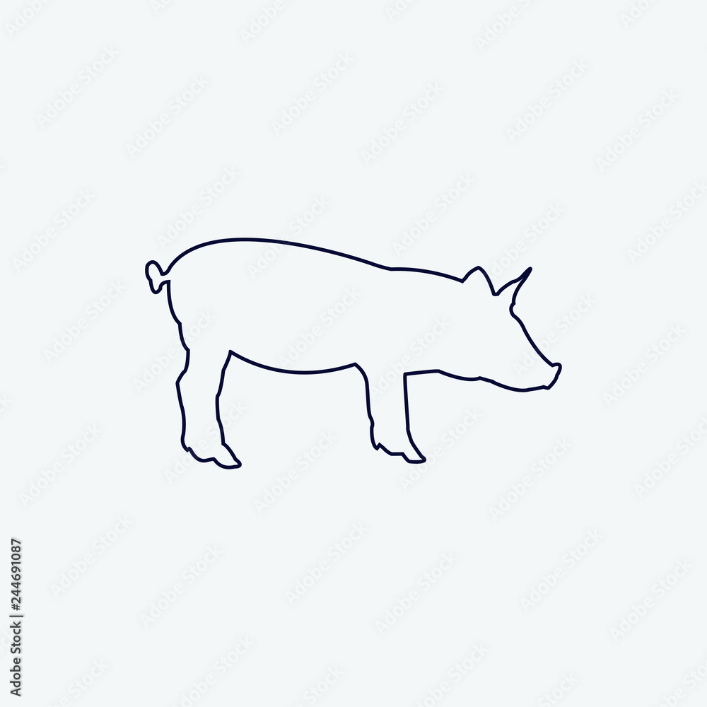 Vector silhouette of a pig on a white background. Vector silhouette of a pig on a white background.