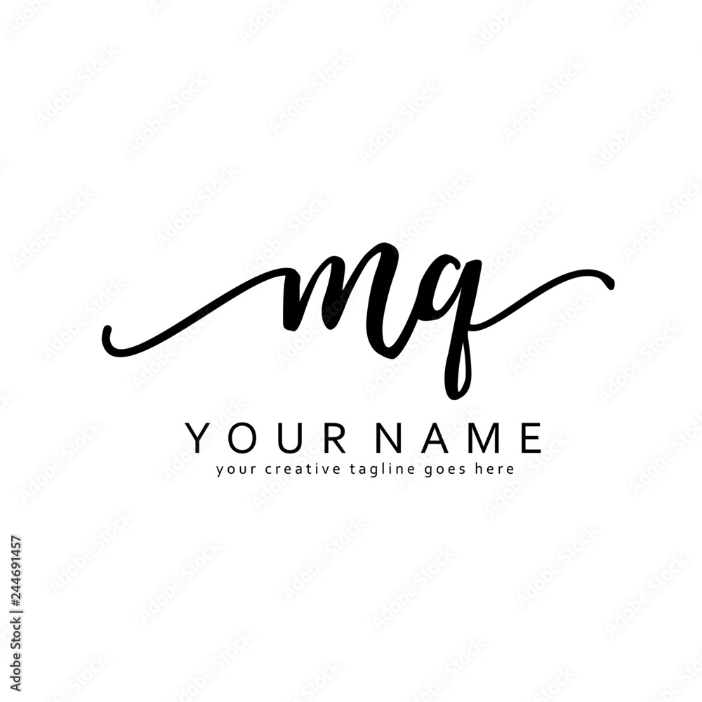 M Q Handwriting initial logo template vector M Q Handwriting initial logo template vector