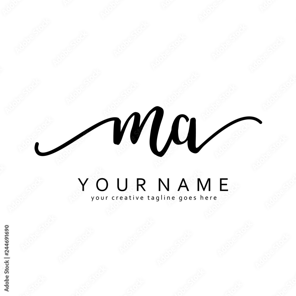 M A Handwriting initial logo template vector M A Handwriting initial logo template vector