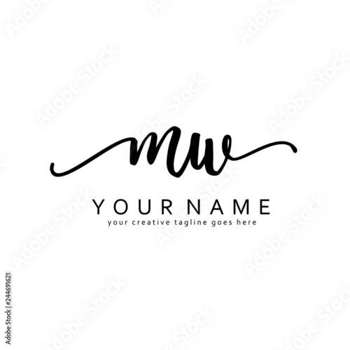 M W Handwriting initial logo template vector