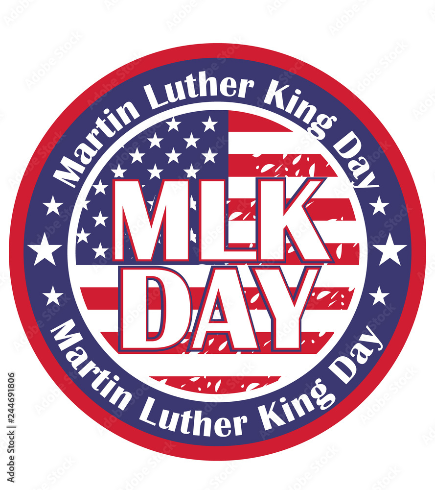 Martin Luther King Day grunge rubber stamp on white, vector illustration