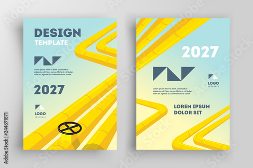 Yellow Valve Flyer Brochure Design. Front and back template design cover. Business flyer size A4 template.