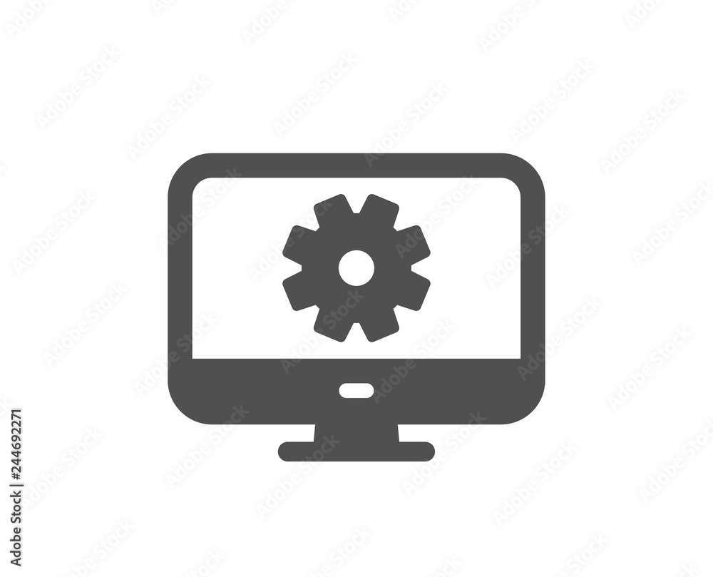 Computer or Monitor icon. Service Cogwheel sign. Personal computer symbol. Quality design element. Classic style icon. Vector Computer or Monitor icon. Service Cogwheel sign. Personal computer symbol. Quality design element. Classic style icon. Vector