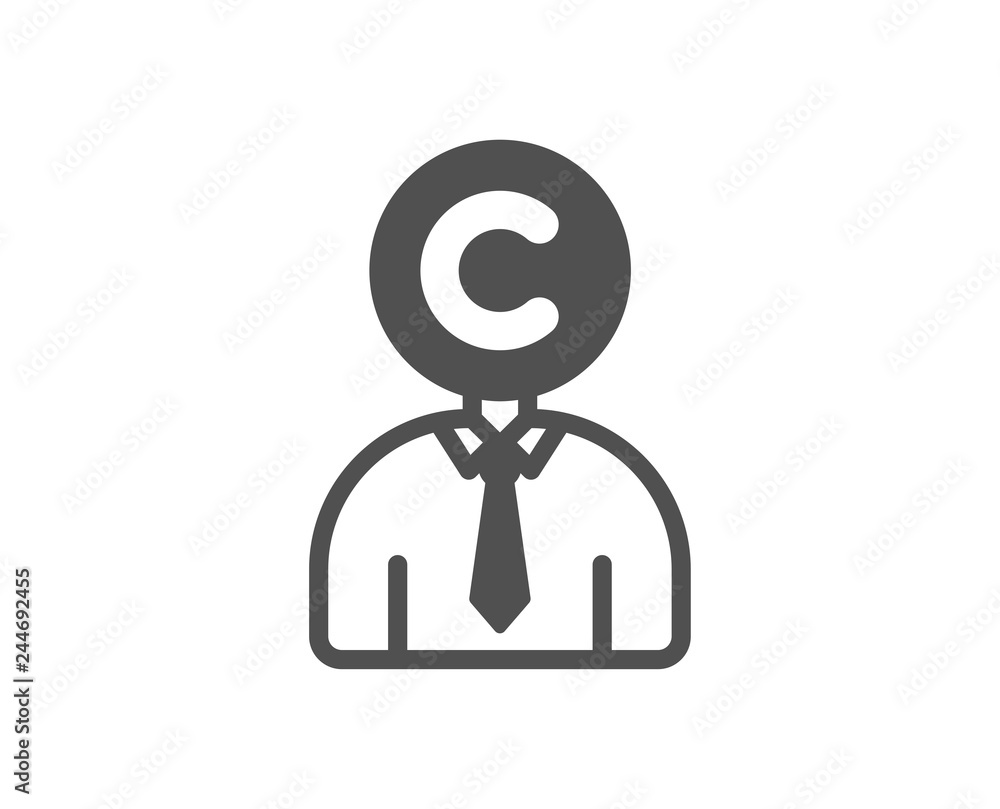 Copyrighter icon. Writer person sign. Copywriting symbol. Quality design element. Classic style icon. Vector Copyrighter icon. Writer person sign. Copywriting symbol. Quality design element. Classic style icon. Vector