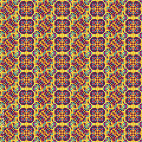 Seamless pattern checkered design. Pixel art for game development. Ceramic tiles. Suitable for bed linen, leggings, shorts and fashion industry.