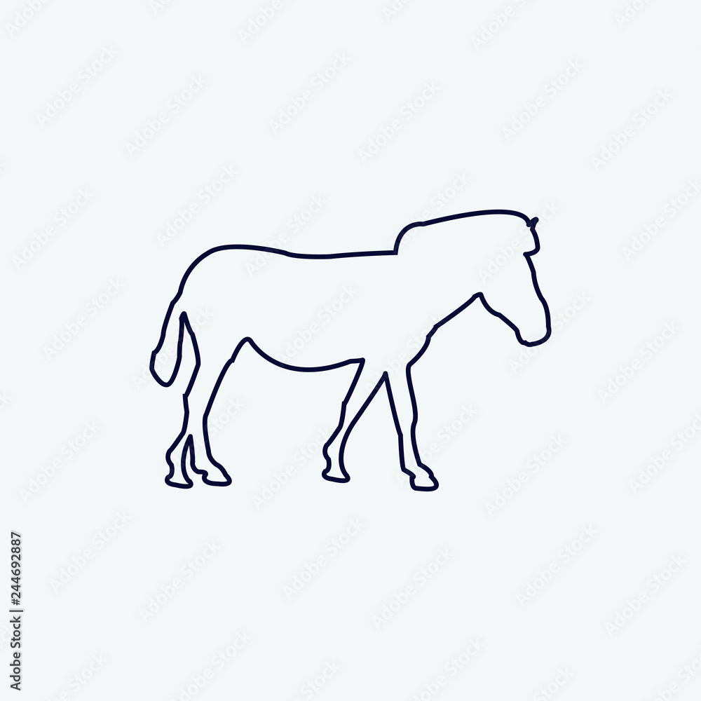Vector silhouette of a horse on a white background.