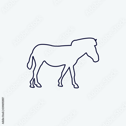 Vector silhouette of a horse on a white background.