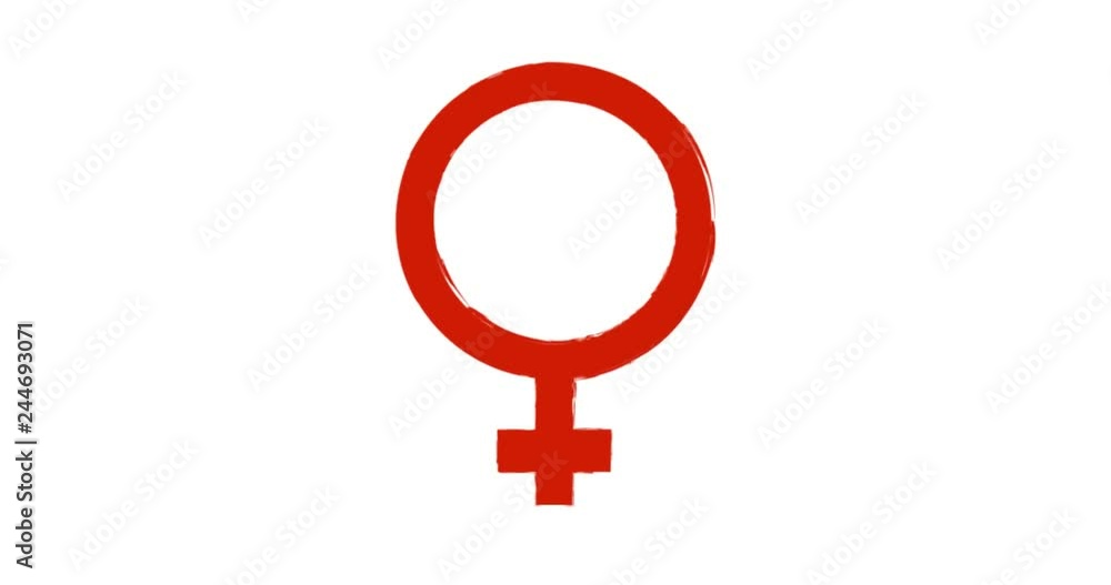 Red animated female gender sign with Girl Power slogan inside. Red animated female gender sign with Girl Power slogan inside.