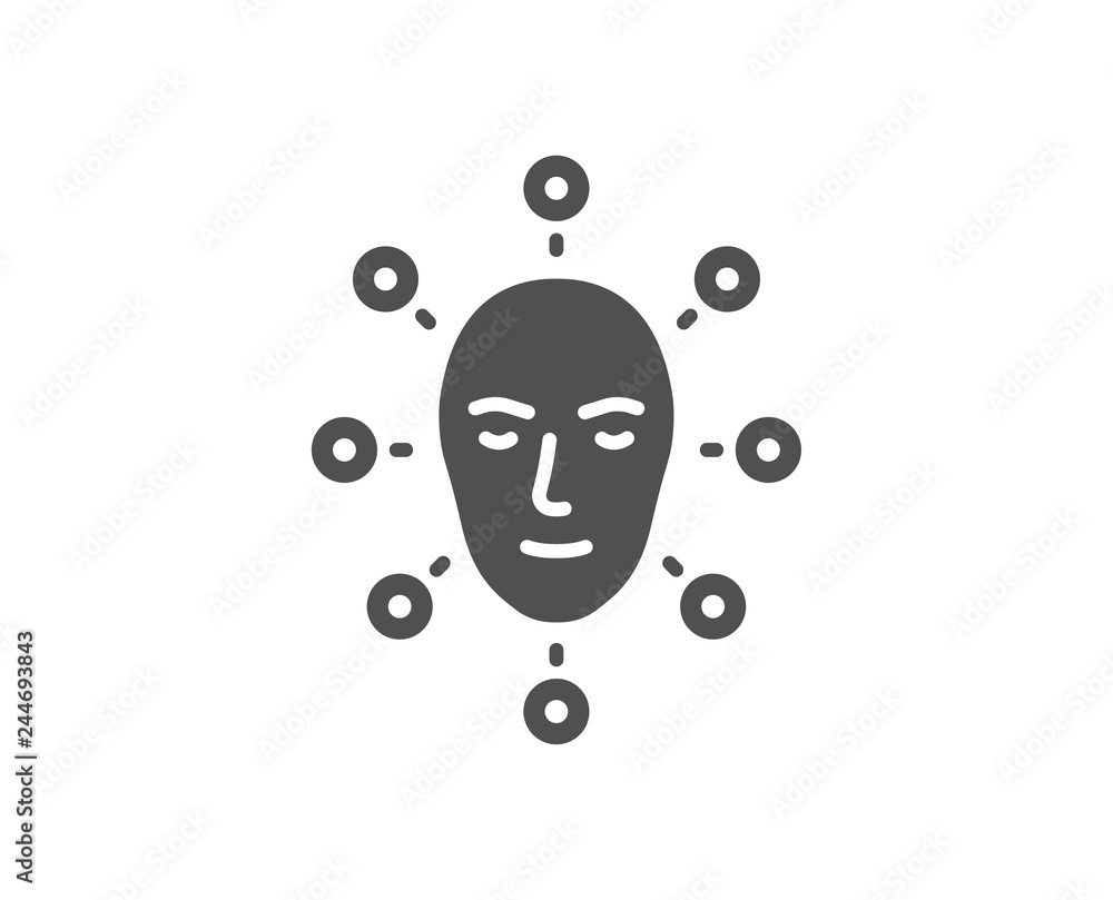 Face biometrics icon. Facial recognition sign. Head scanning symbol. Quality design element. Classic style icon. Vector Face biometrics icon. Facial recognition sign. Head scanning symbol. Quality design element. Classic style icon. Vector