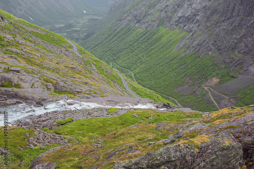 Looking down from the Stigfossen near the visitor centre at the Trollstigen