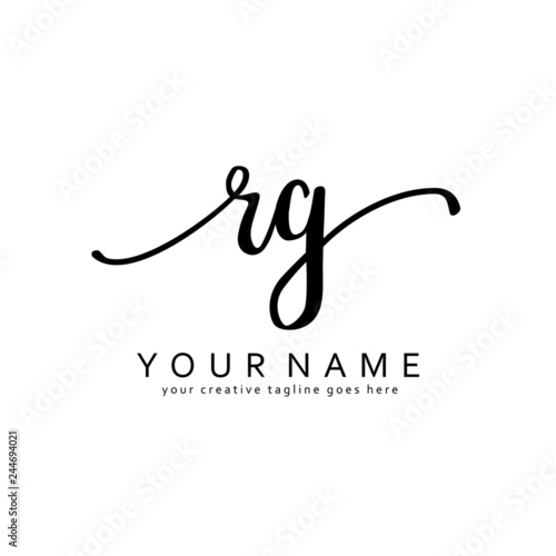 R G Handwriting initial logo template vector