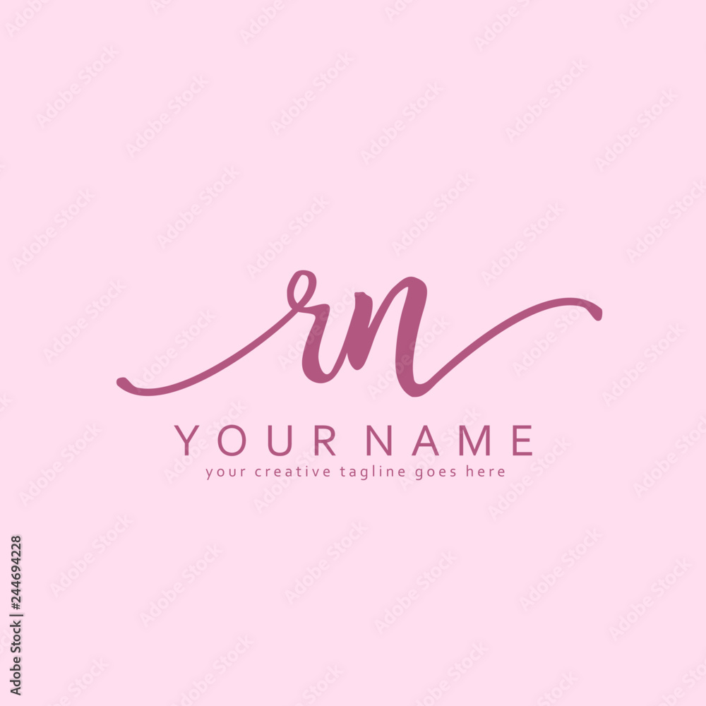 R N Handwriting initial logo template vector R N Handwriting initial logo template vector