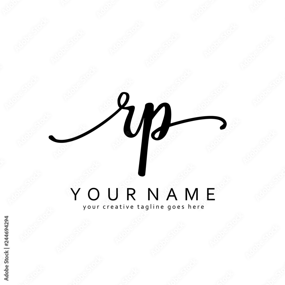 R P Handwriting initial logo template vector R P Handwriting initial logo template vector