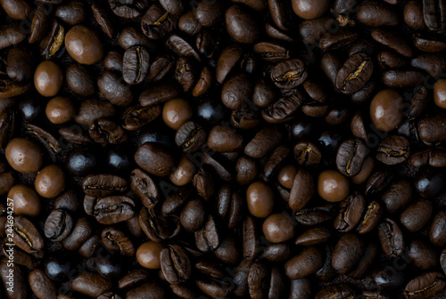 Coffee grains and chocolates