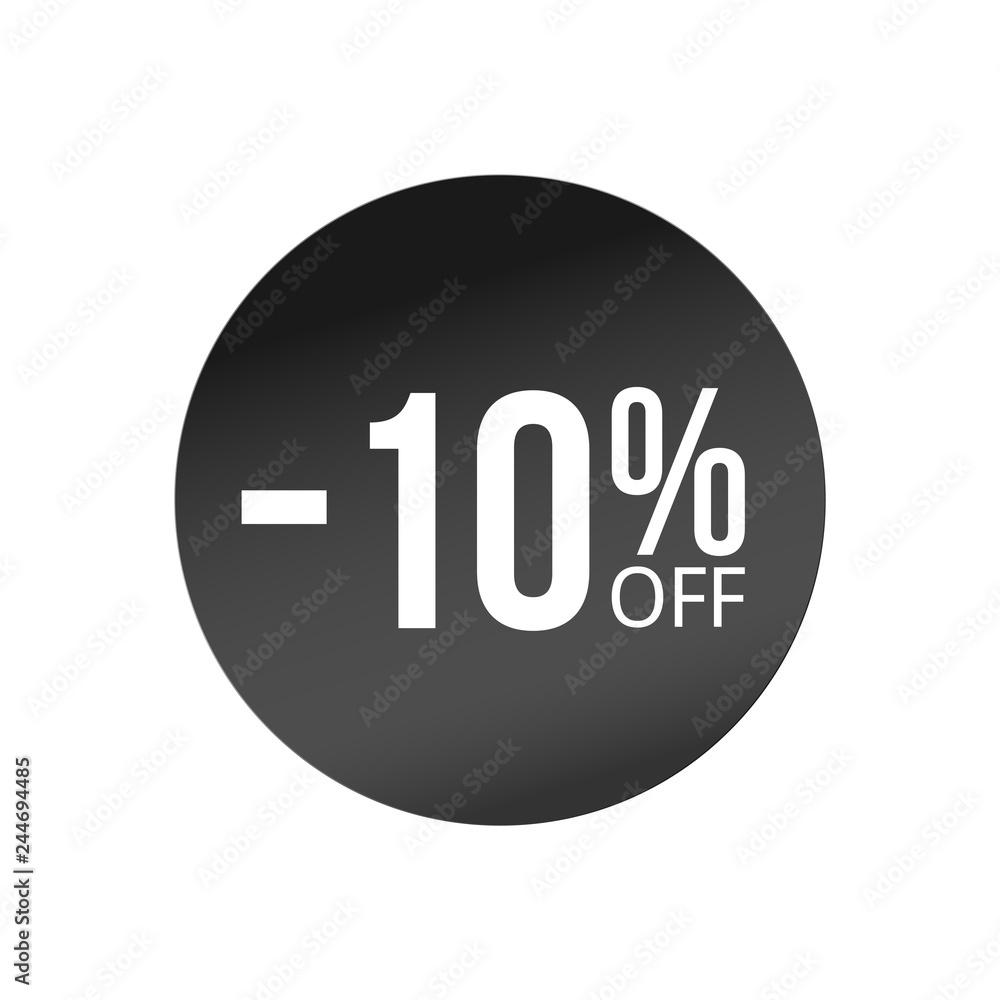 black discount sticker with sale percents. Ten percent off element black discount sticker with sale percents. Ten percent off element