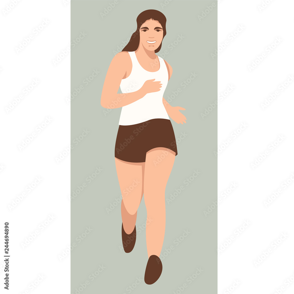 girl running ,vector illustration flat style, front girl running ,vector illustration flat style, front