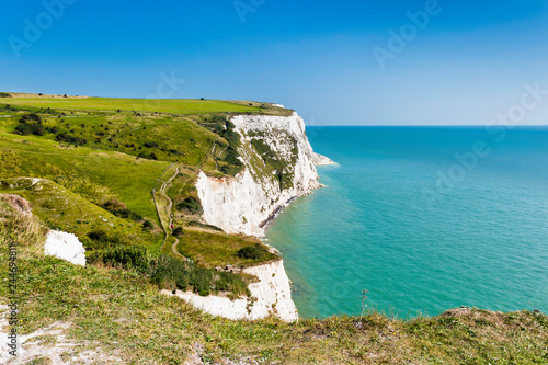 The Chalky White Cliffs of Dover in Kent, England photo