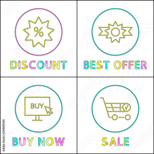 Discount sales posters set vector illustration
