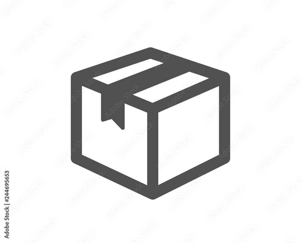 Shipping box icon. Logistics delivery sign. Parcels tracking symbol. Quality design element. Classic style icon. Vector Shipping box icon. Logistics delivery sign. Parcels tracking symbol. Quality design element. Classic style icon. Vector