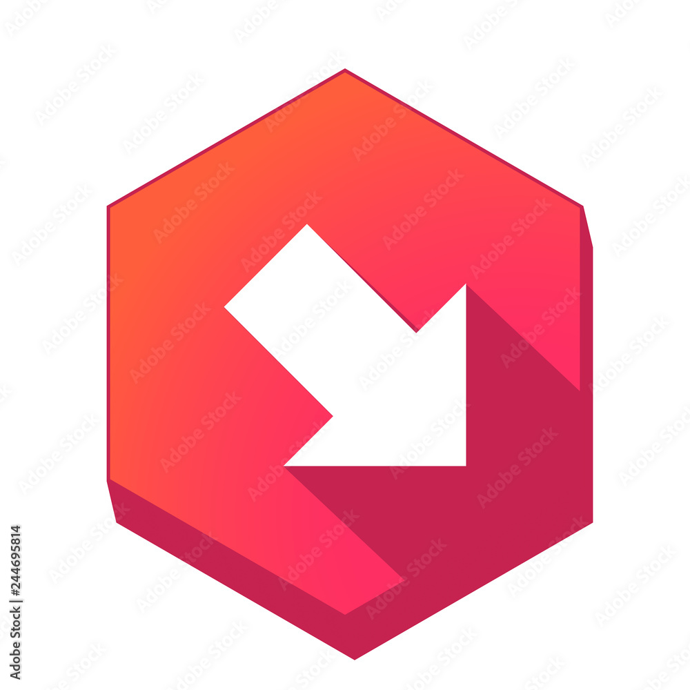 ikona z długim cieniem na tle sześcioboku 