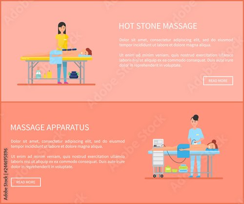 Hot Stone Massage and Apparatus Posters Vector
