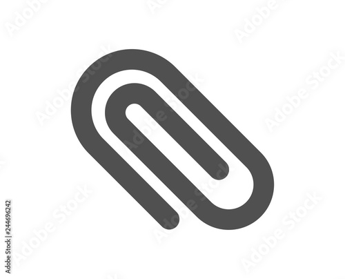 Attach icon. Attachment paper clip sign. Office stationery object symbol. Quality design element. Classic style icon. Vector