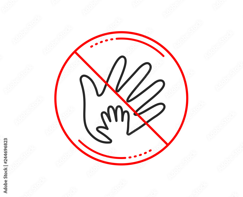 No or stop sign. Hand line icon. Social responsibility sign. Honesty, collaboration symbol. Caution prohibited ban stop symbol. No icon design. Vector No or stop sign. Hand line icon. Social responsibility sign. Honesty, collaboration symbol. Caution prohibited ban stop symbol. No icon design. Vector