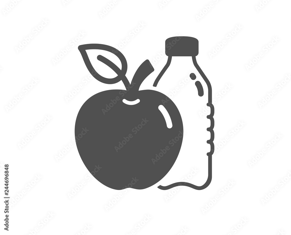 Apple icon. Fruit, water bottle sign. Natural food symbol. Quality design element. Classic style icon. Vector Apple icon. Fruit, water bottle sign. Natural food symbol. Quality design element. Classic style icon. Vector