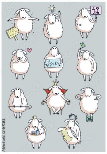 Cute cartoon sheep in vector