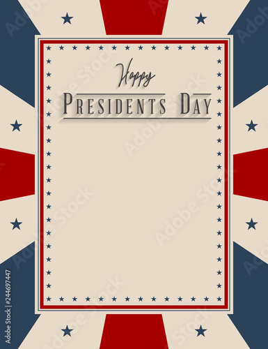 Presidents' Day. Presidents Day poster. Happy Presidents Day Background and symbols with USA flag. Vector illustration - Presidents' Day in the United States.