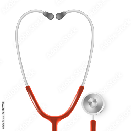 Medical and Health care concept, doctor s stethoscope isolated on white background. EPS 10