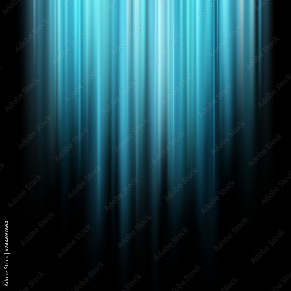 Abstract blue magic light rays over dark background. EPS 10