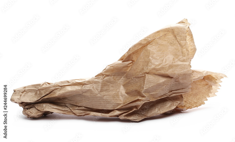 Crumpled paper bag isolated on white background Crumpled paper bag isolated on white background