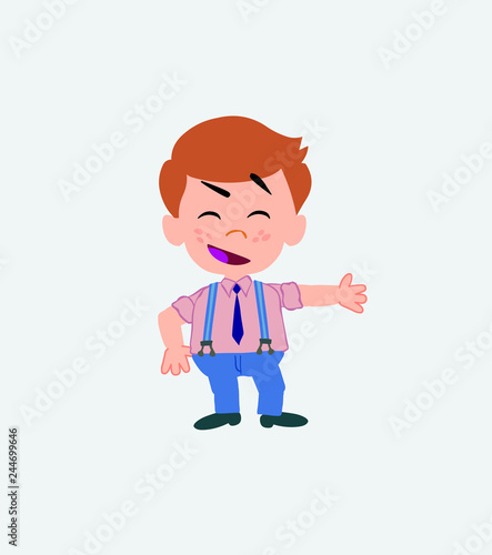 Businessman in casual style showing something in an optimistic and positive attitude.