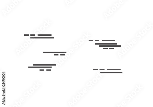 Speed lines isolated set. Motion effect for your design. Black lines on white background. Vector illustration