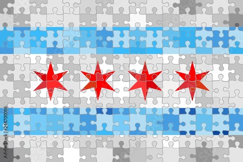Chicago flag made of puzzle background - Illustration