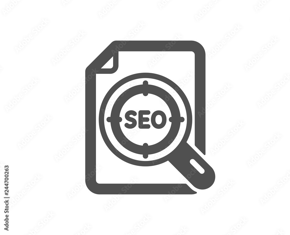 Seo target icon. Search engine optimization sign. File document symbol. Quality design element. Classic style icon. Vector Seo target icon. Search engine optimization sign. File document symbol. Quality design element. Classic style icon. Vector