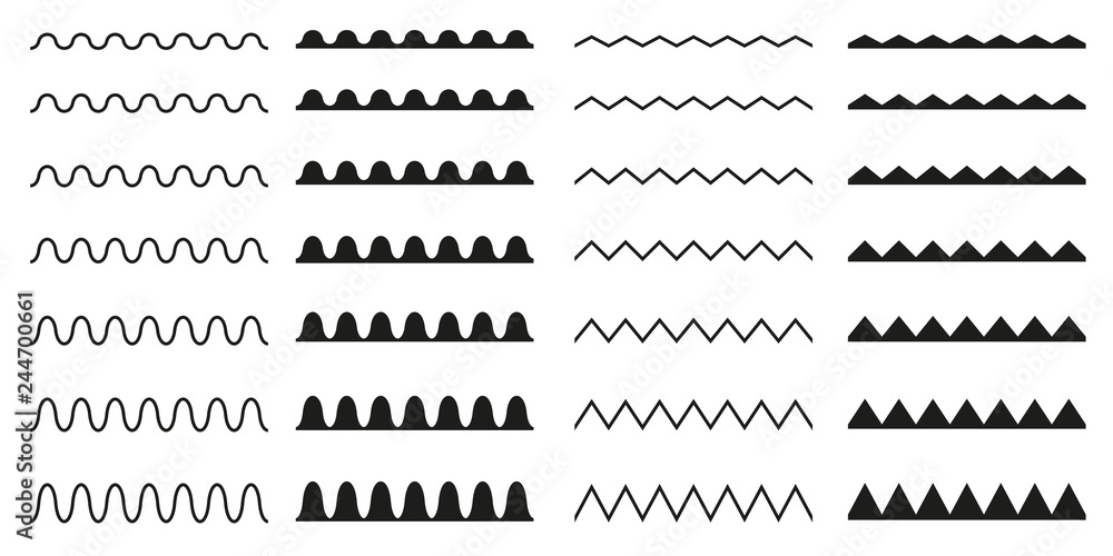 Set of seamless wavy, zigzag. Graphic design elements. Set of seamless wavy, zigzag. Graphic design elements.
