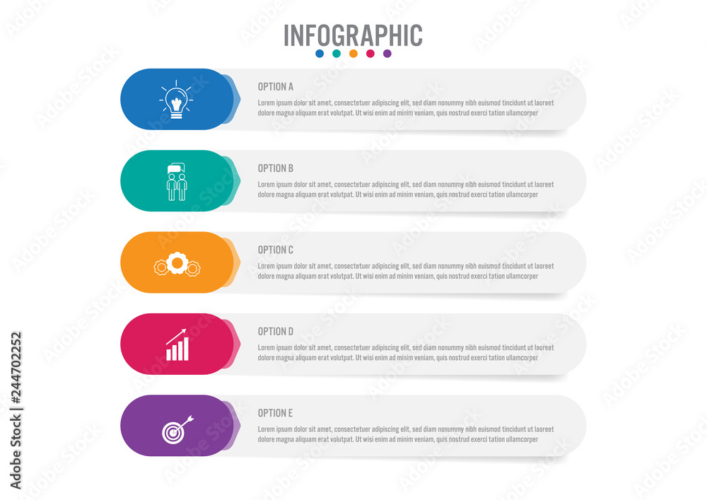 Business infographic labels template with 5 options.Creative concept for infographic. Business infographic labels template with 5 options.Creative concept for infographic.
