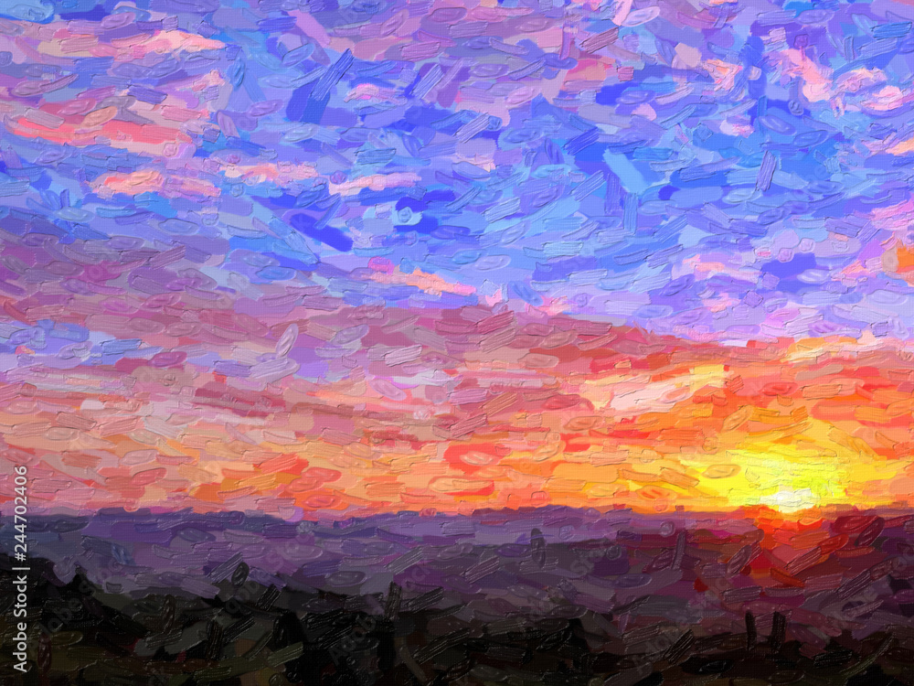 IMPRESSIONISM sunset in the mountains
