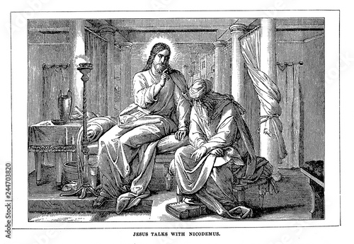 Jesus talks with nicodemus photo