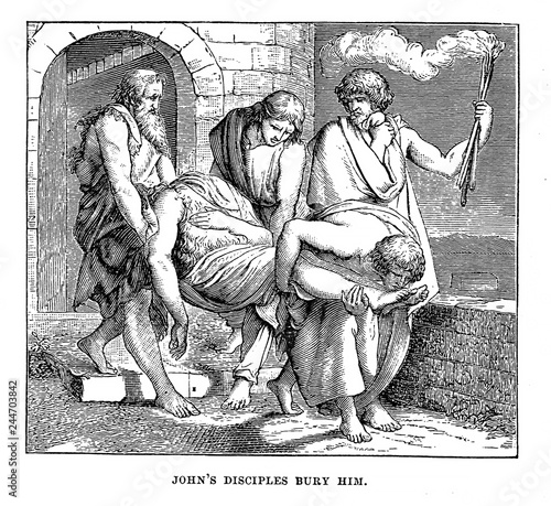 Tablou pe pânză Johns disciples bury him