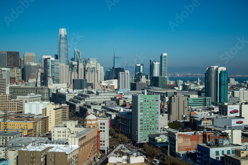 Aerial cityscape view of San Francisco  California  USA
