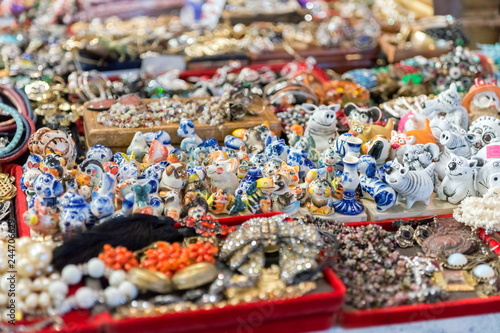 Wallpaper Mural Counter with colorful knick-knacks hand-made in the popular traditional city fair Torontodigital.ca