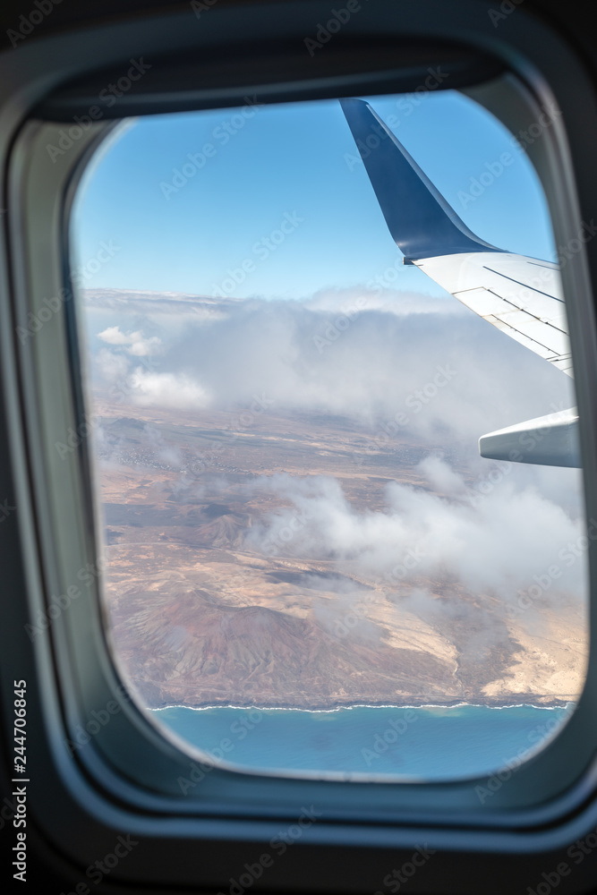 Lanzarote out of airplane window