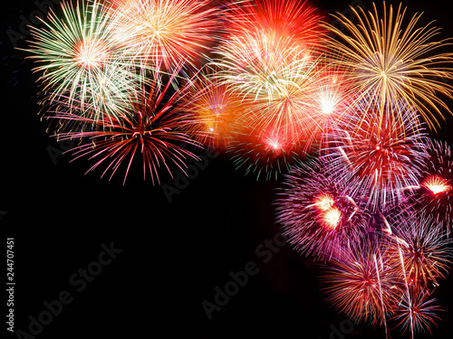 Firework lighting with black background