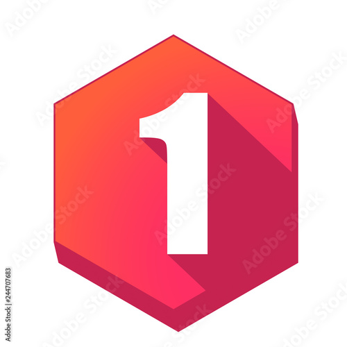 ikona z długim cieniem na tle sześcioboku